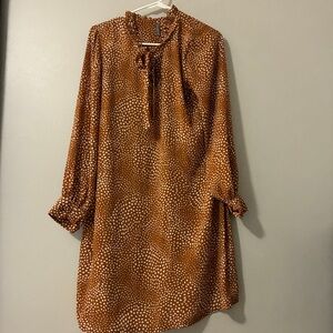 Massini Orange and White Long Sleeve Dress